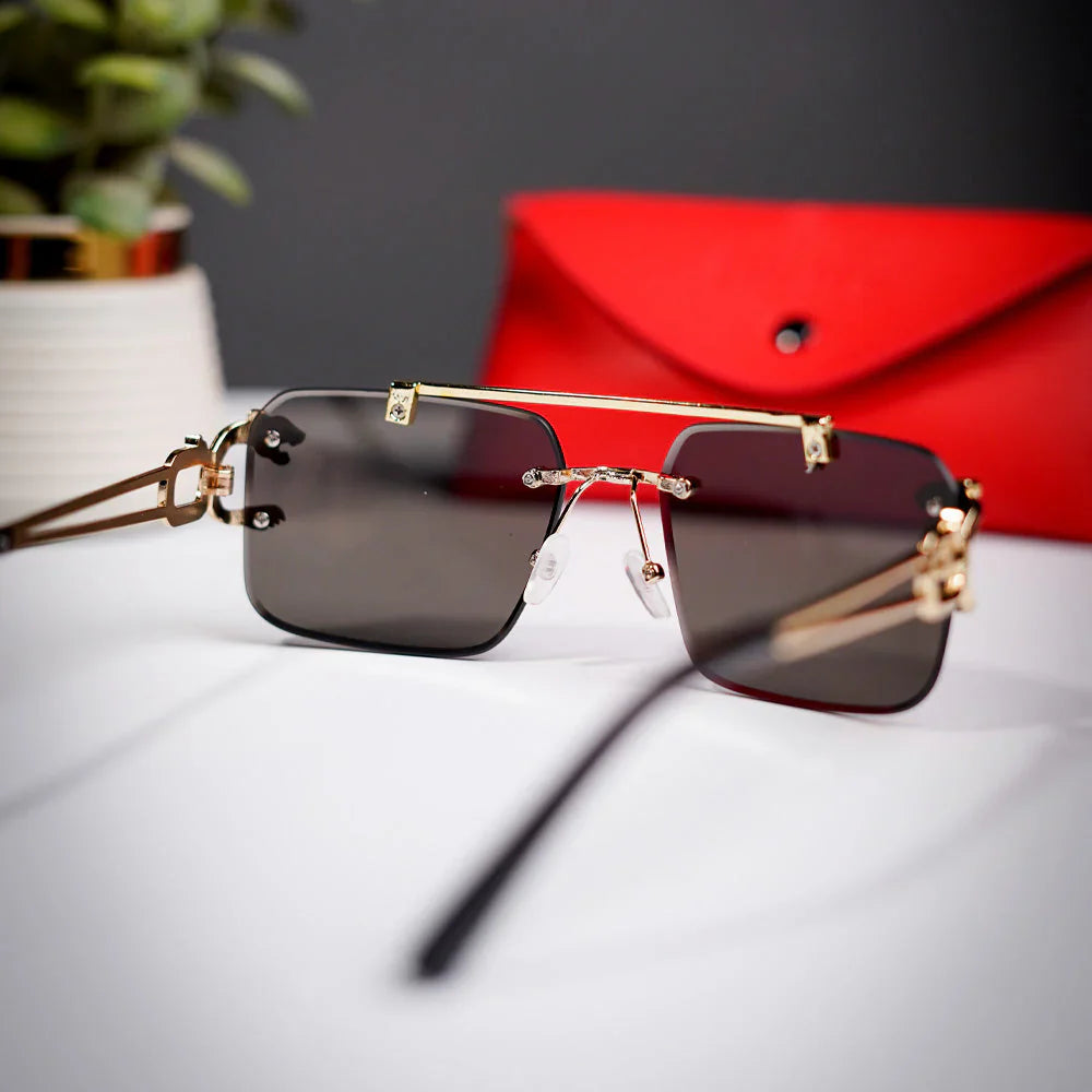 Aura Sovereign Rimless ā Premium Gold Metal Luxury Sunglasses (Elite UV400 Edition)
