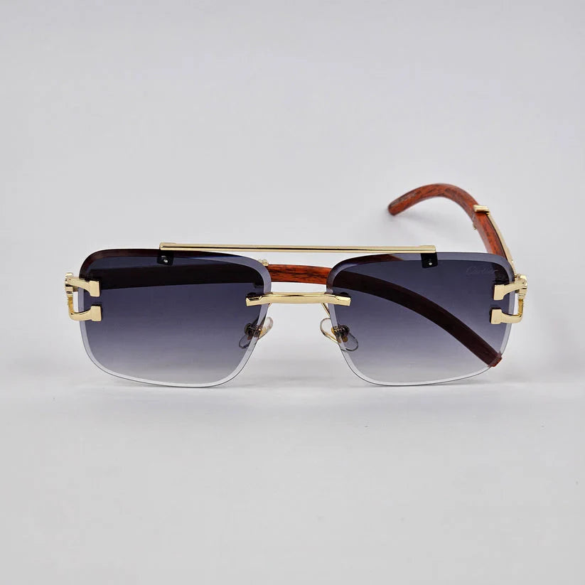 Aura Velocity Rimless ā Premium Wood Brown Luxury Sunglasses (UV400 Natural Edition)